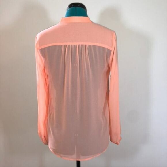 Marciano Sitting Pretty Solid Sheer Chiffon Blouse in Peach Pink - Extra Small - Picture 4 of 7